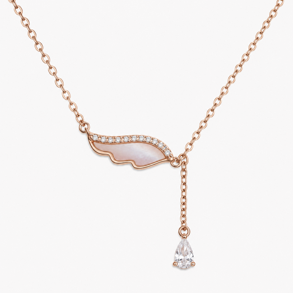 Rose Gold Celeste Wing Pendant Necklace