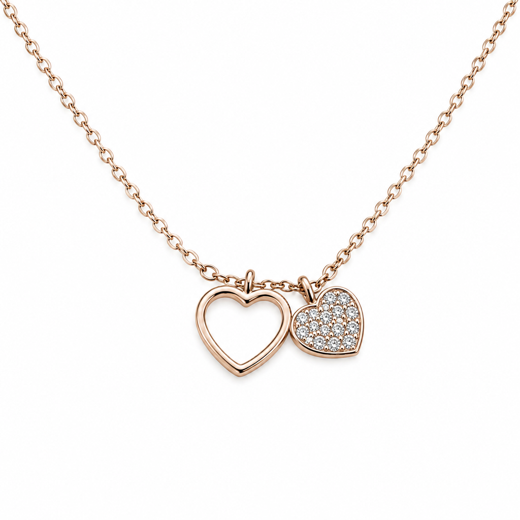 Rose Gold Twin Hearts Necklace