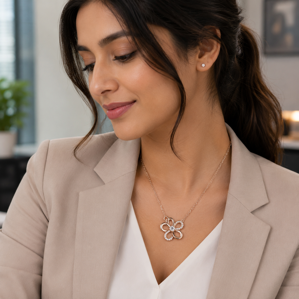 Rose Gold Roselle Bloom Necklace