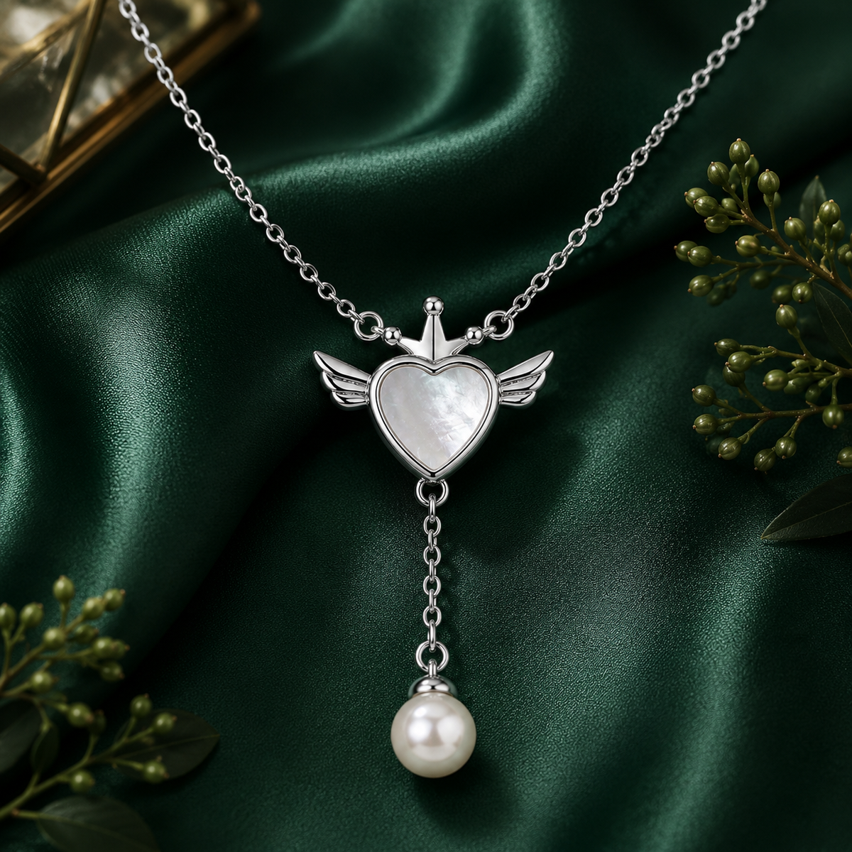 Silver Angel Heart Pendant