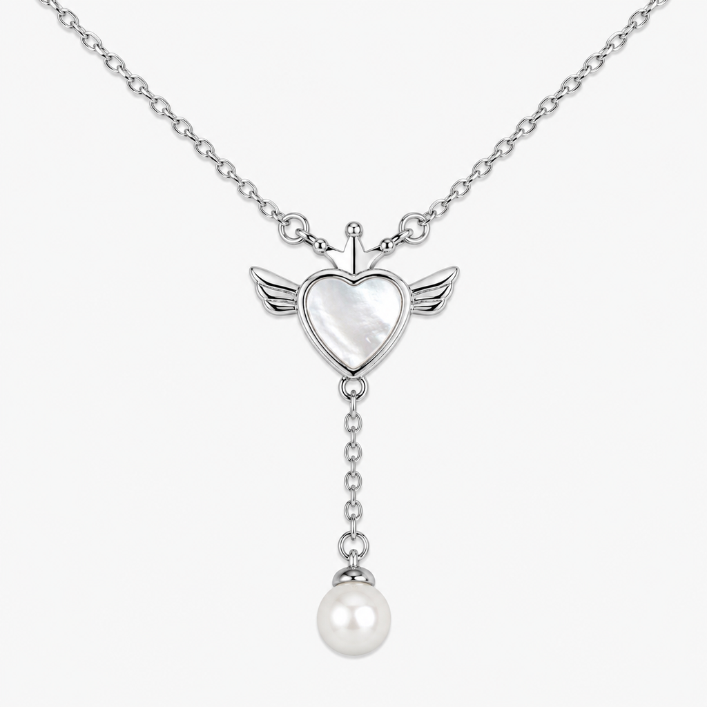 Silver Angel Heart Pendant
