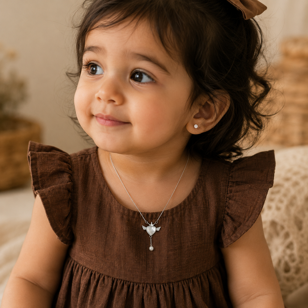 Silver Angel Heart Pendant