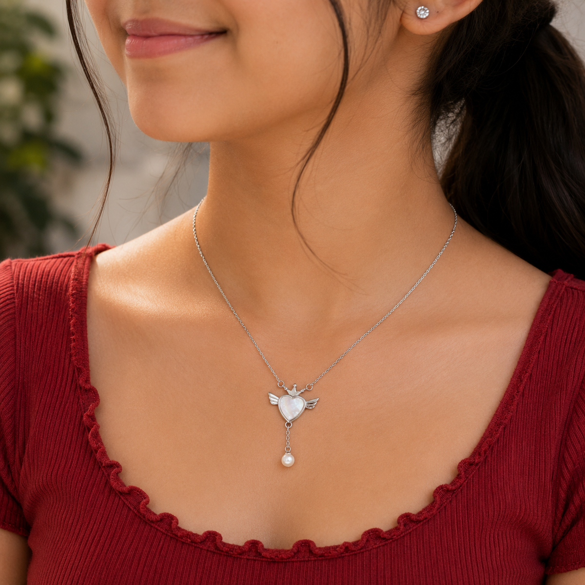 Silver Angel Heart Pendant