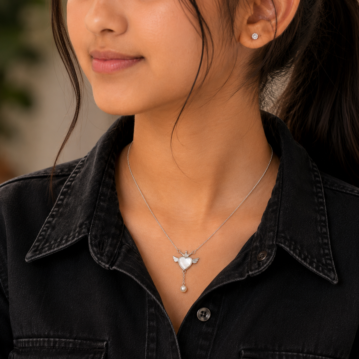 Silver Angel Heart Pendant