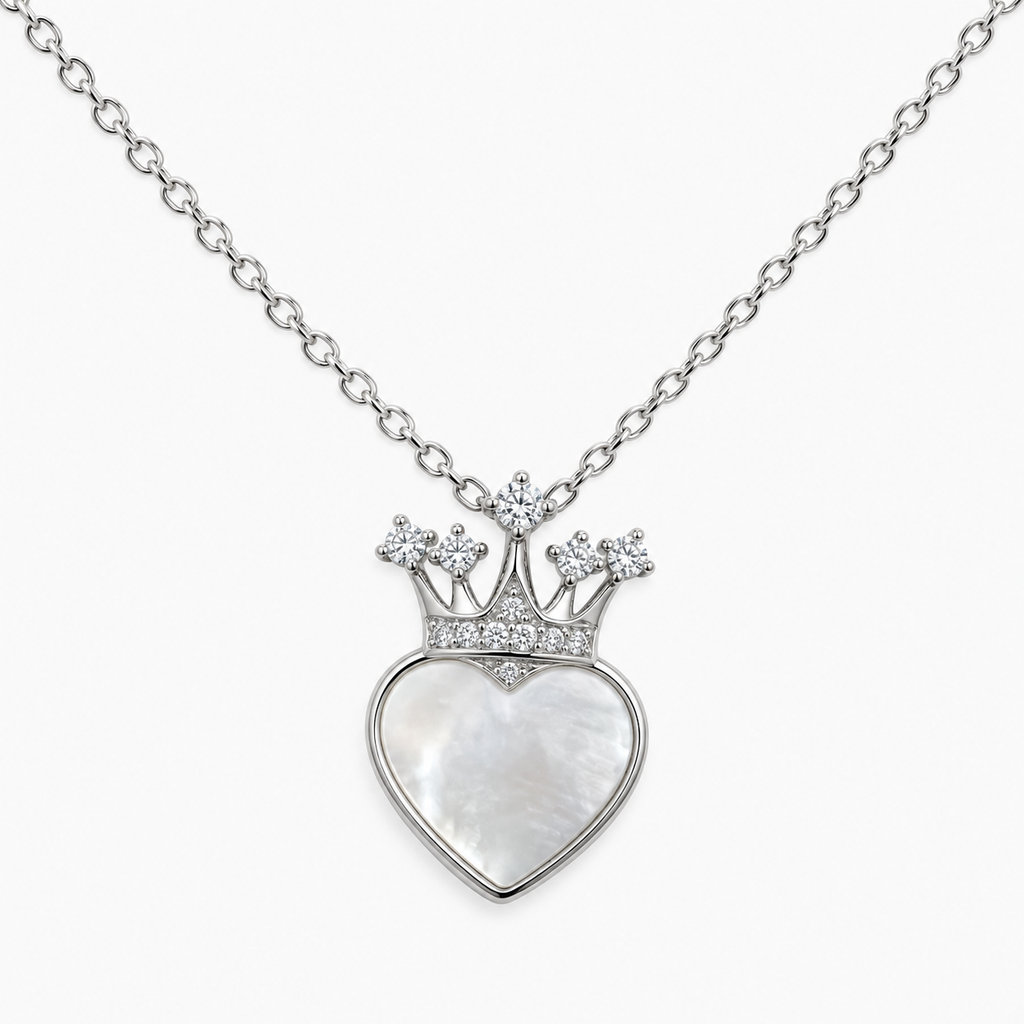 Silver Crown Heart Pendant
