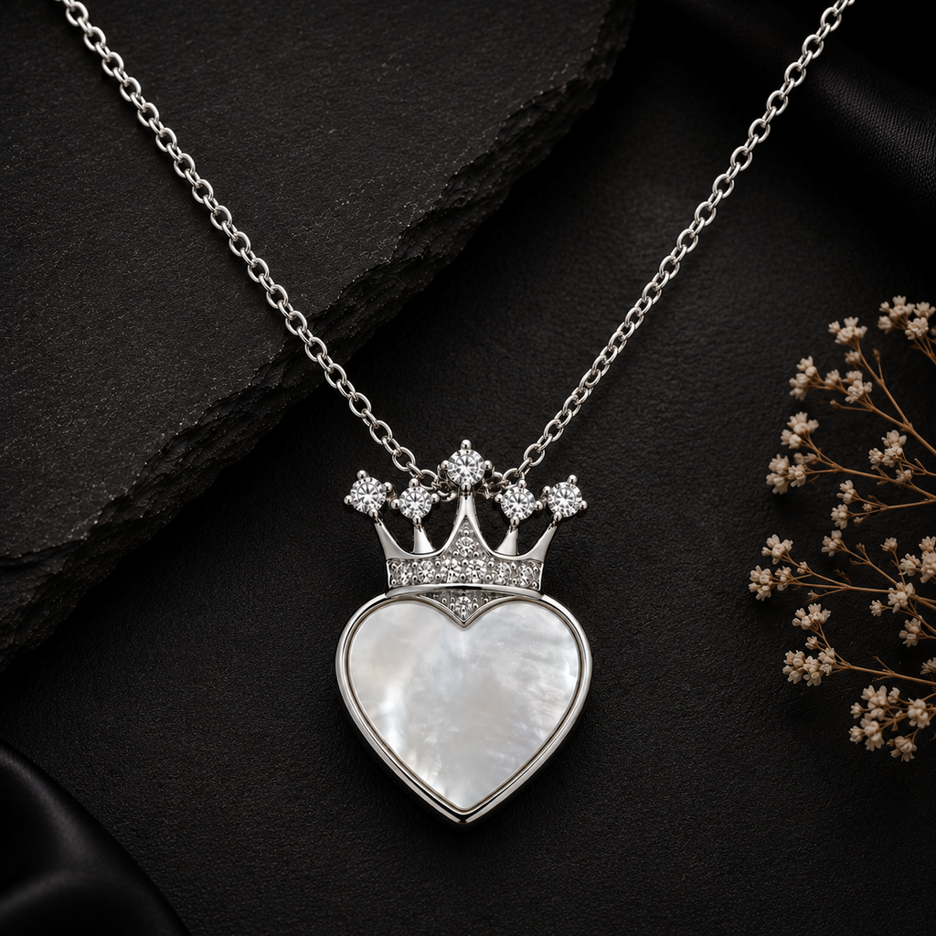 Silver Crown Heart Pendant