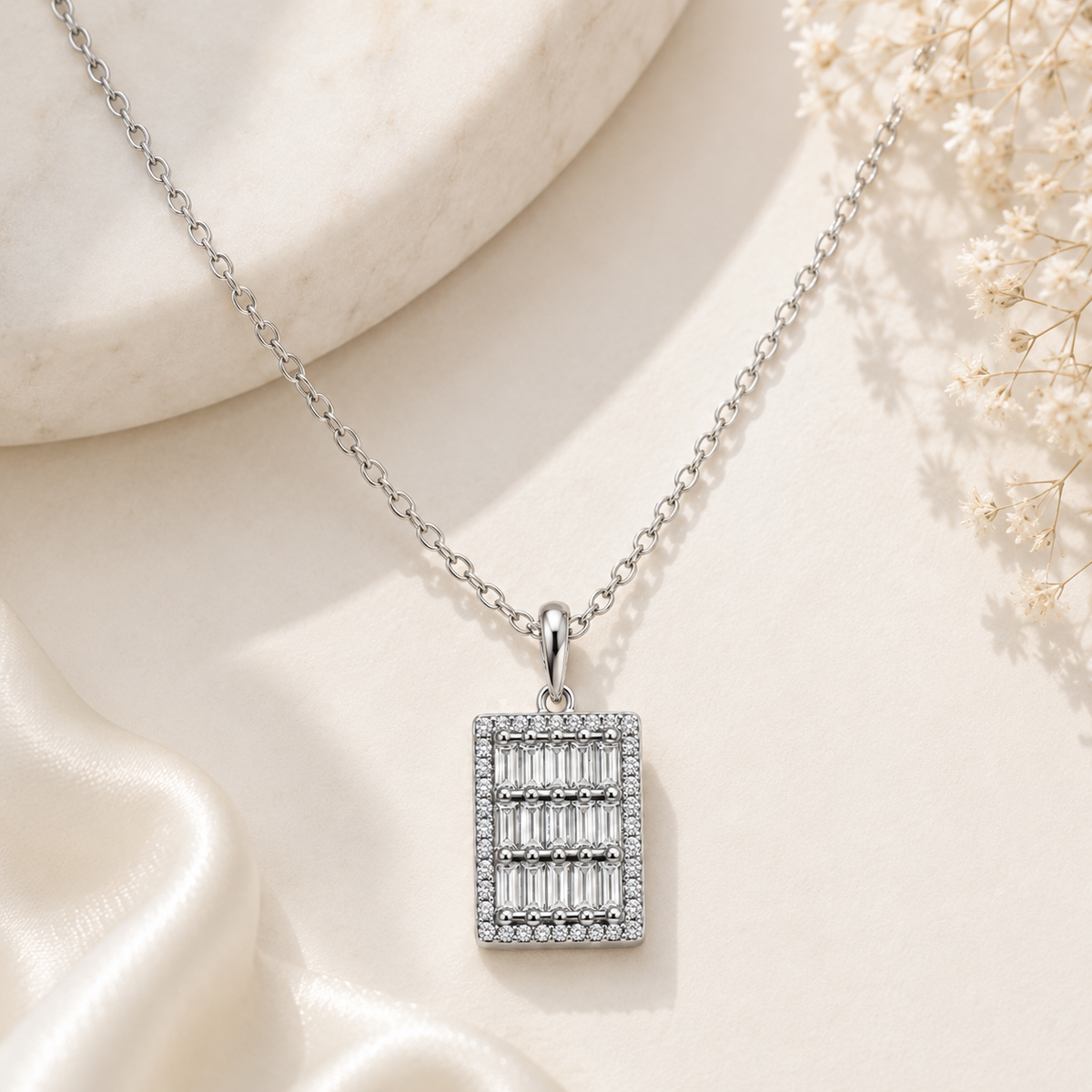 Silver Crystal Mosaic Necklace
