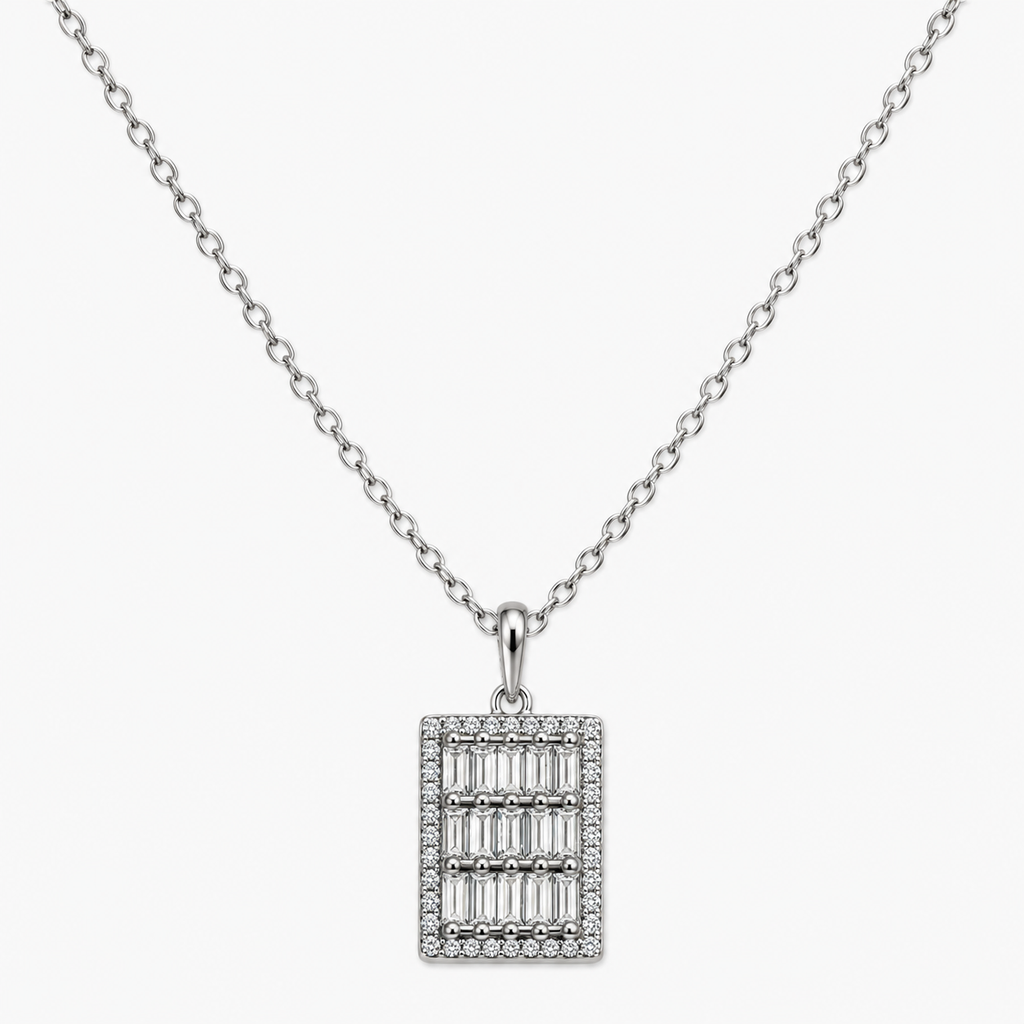 Silver Crystal Mosaic Necklace