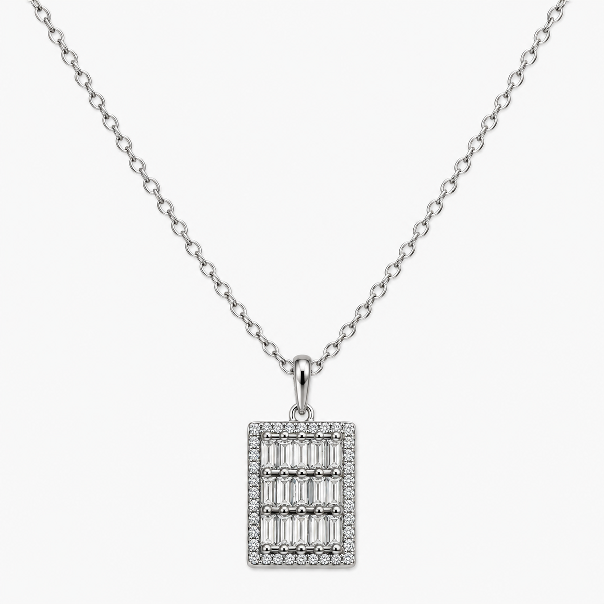 Silver Crystal Mosaic Necklace