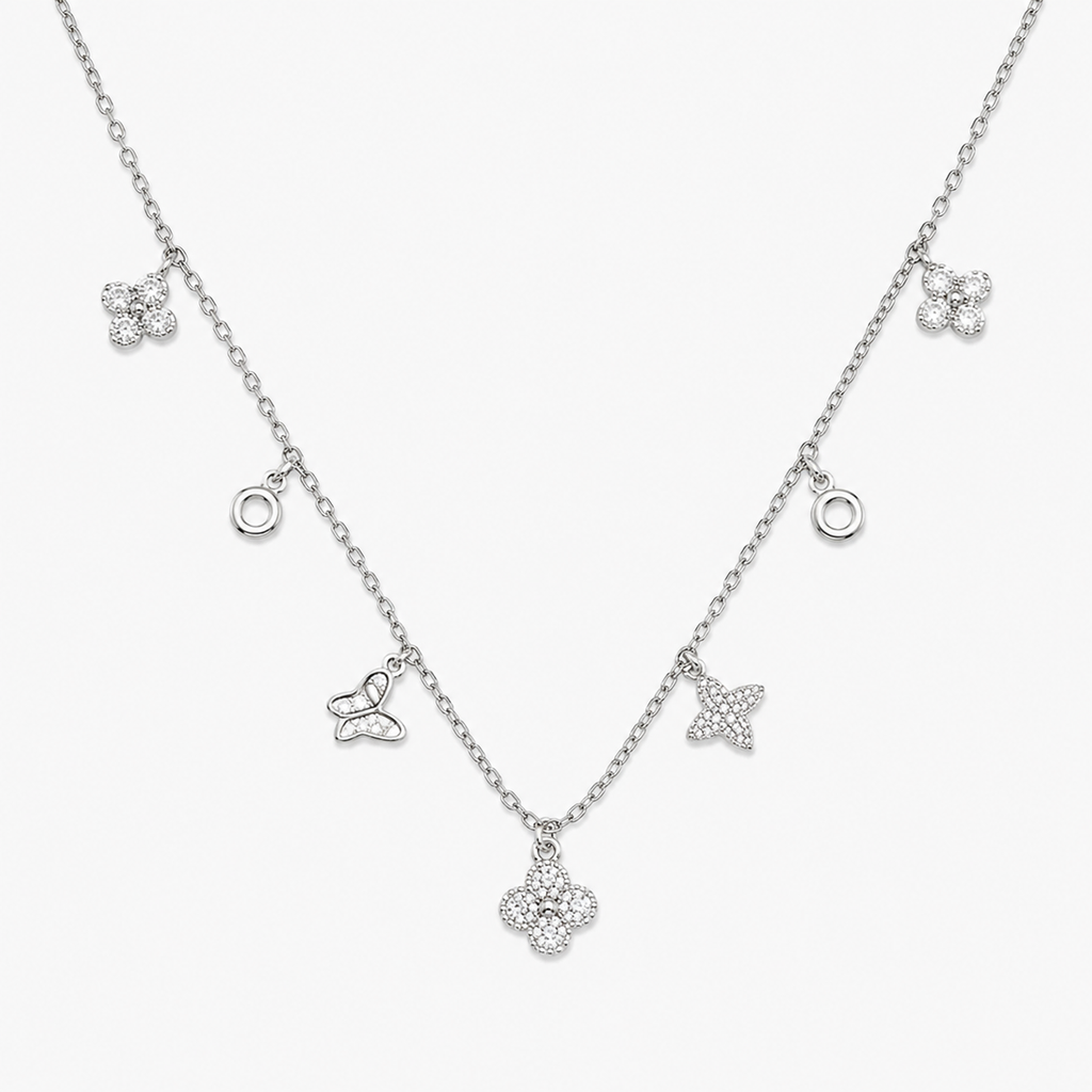 Silver Flutter Charm Necklace