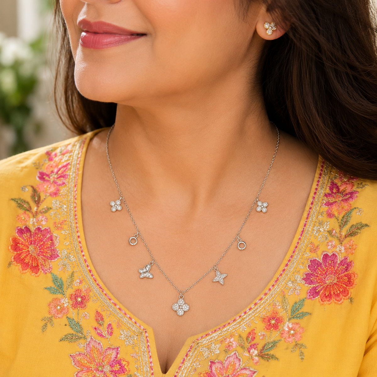 Silver Flutter Charm Necklace