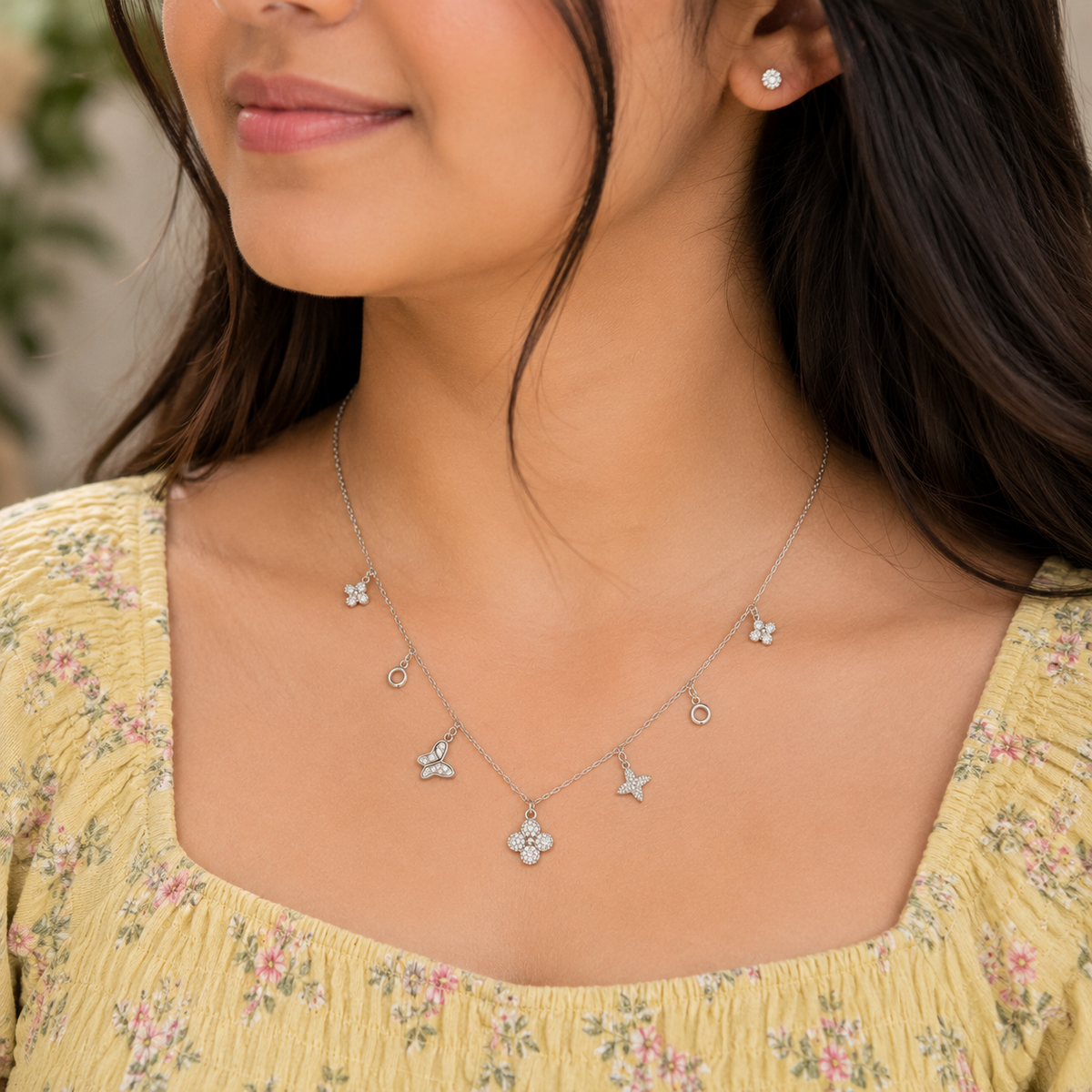 Silver Flutter Charm Necklace