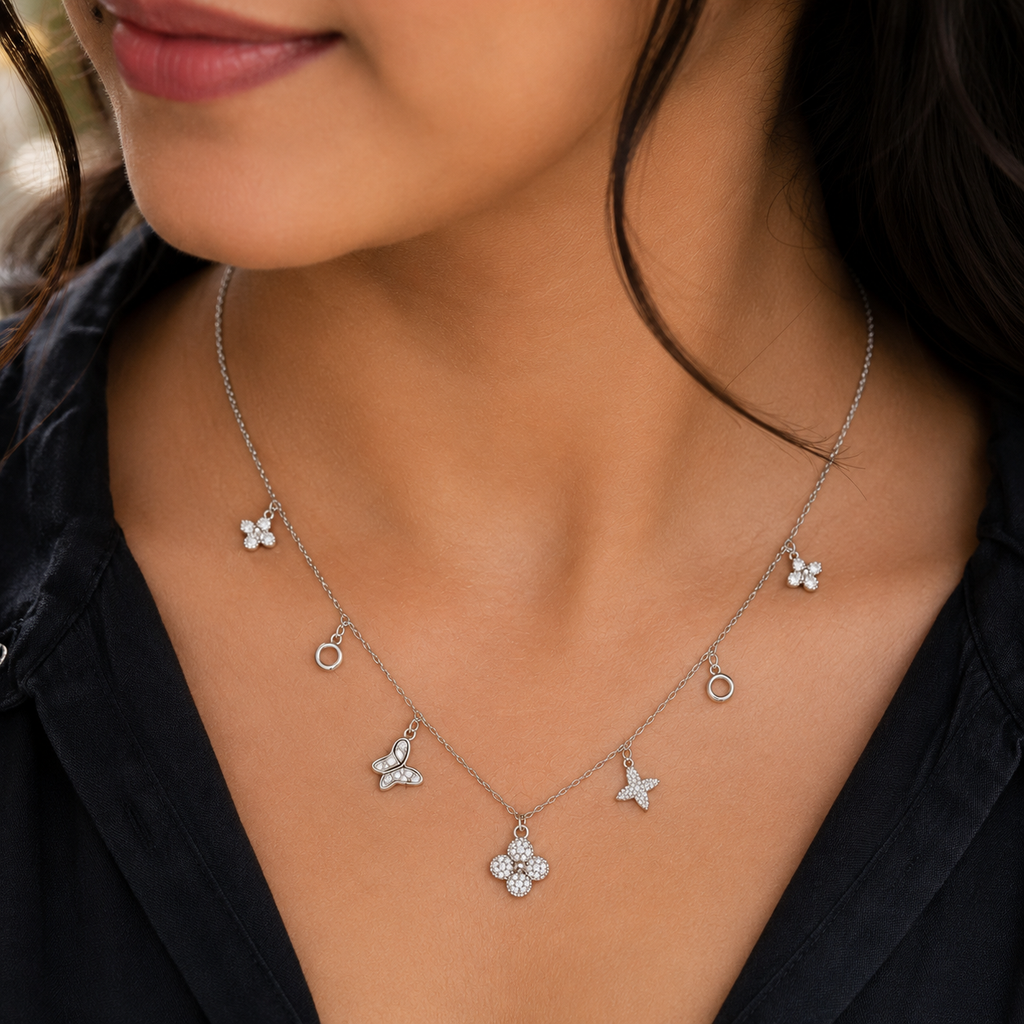 Silver Flutter Charm Necklace
