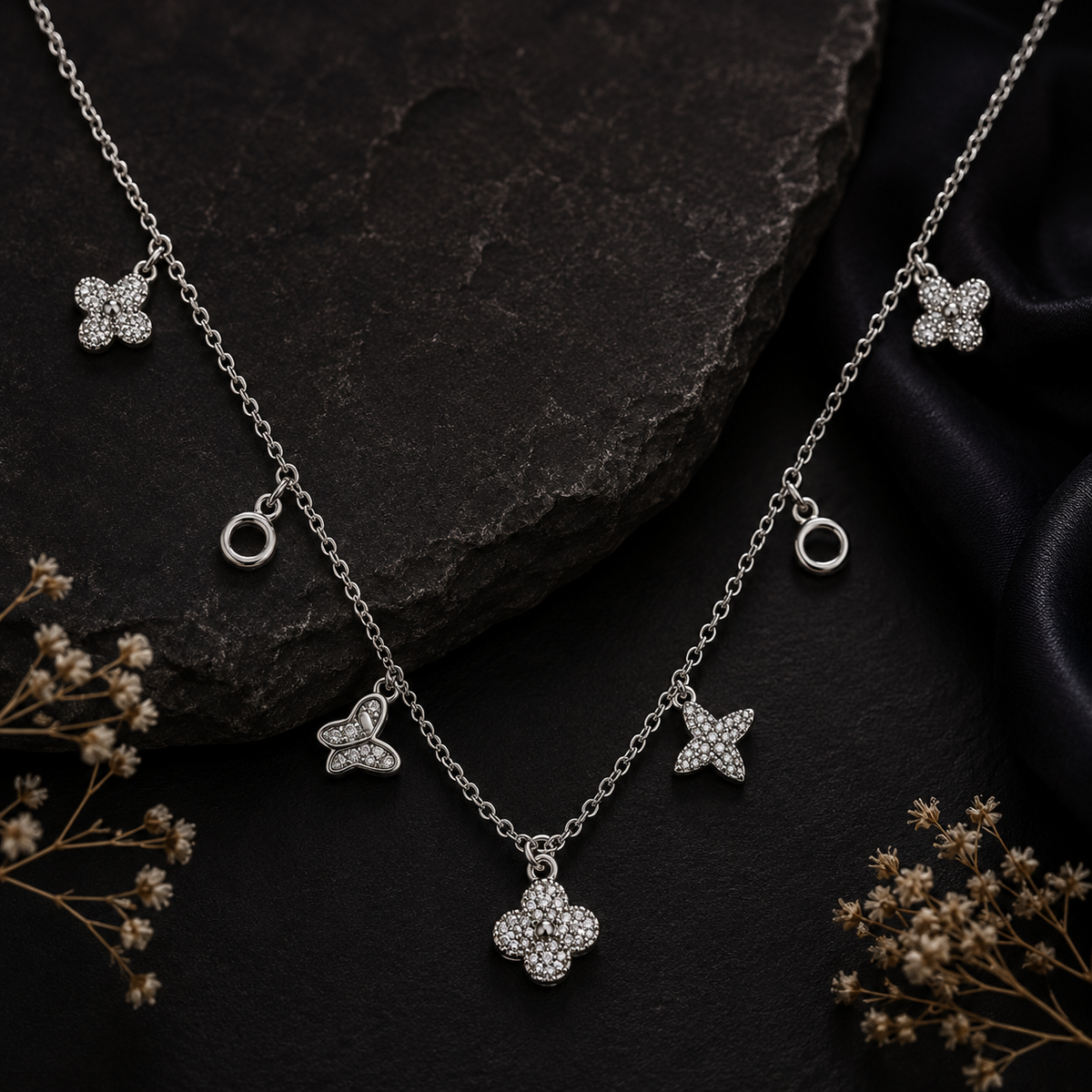 Silver Flutter Charm Necklace