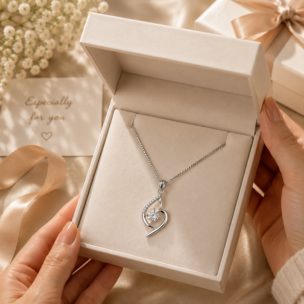 Silver Heart Swirl Pendant Necklace