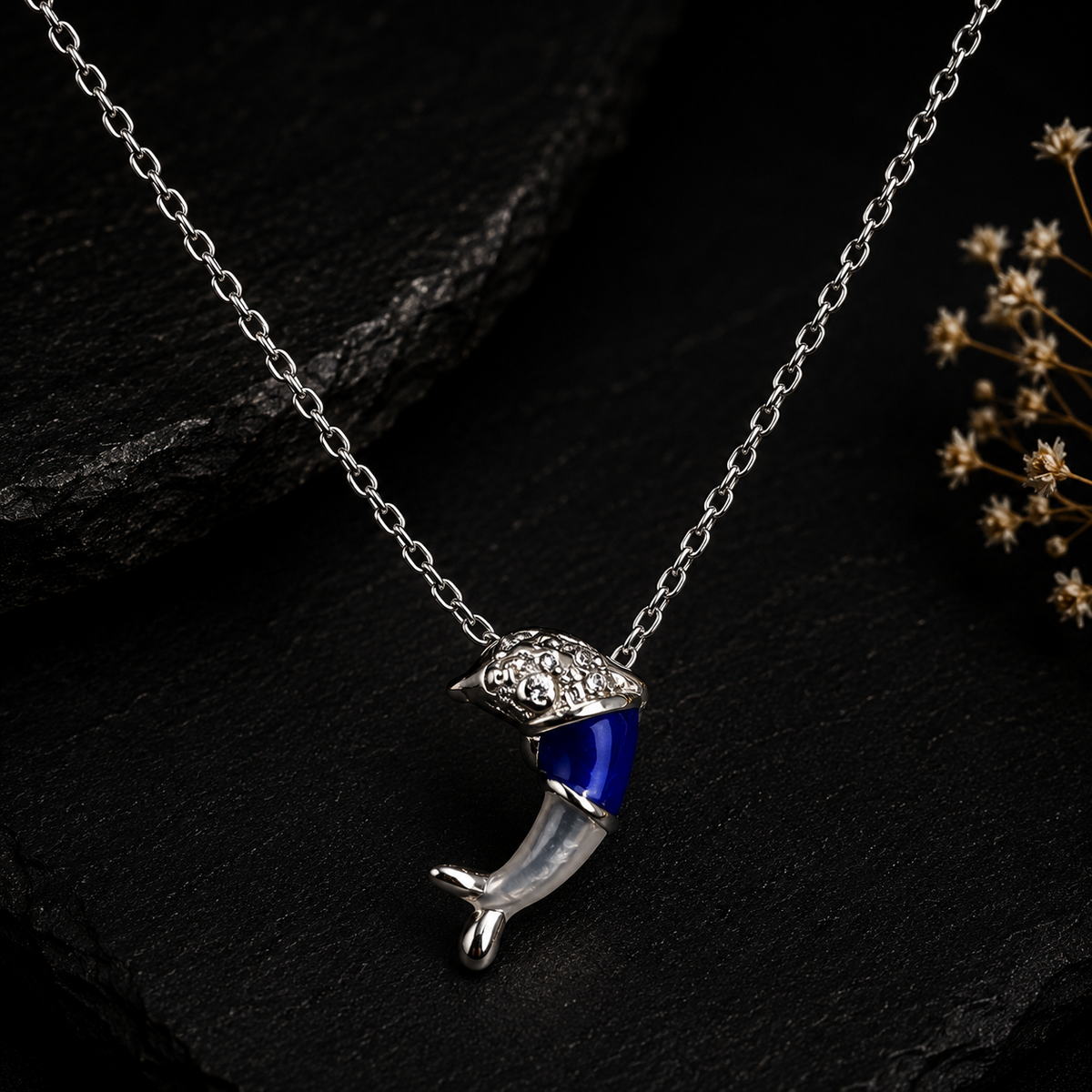 Silver Ocean Whisper Dolphin Pendant