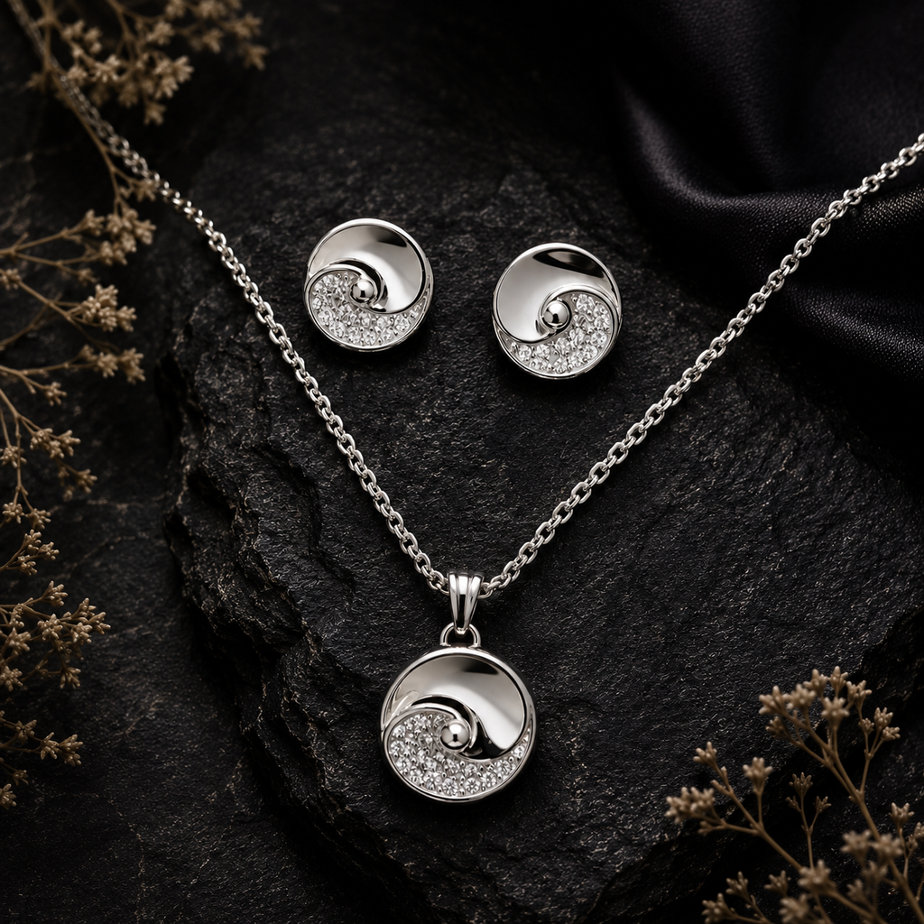 Silver Swirl Pendant Set