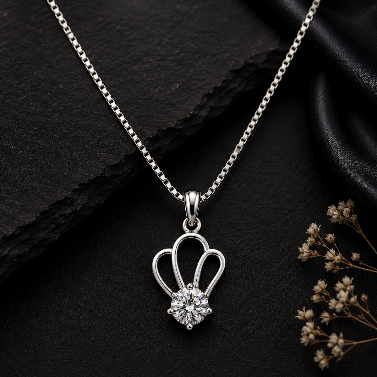 Silver Solitaire Pendant
