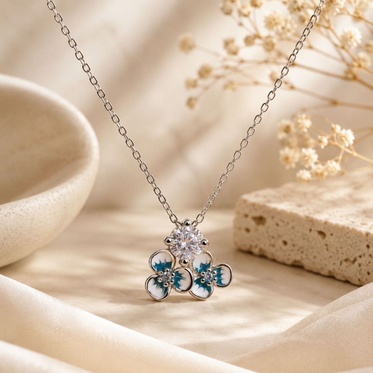 Silver Azure Bloom Pendant