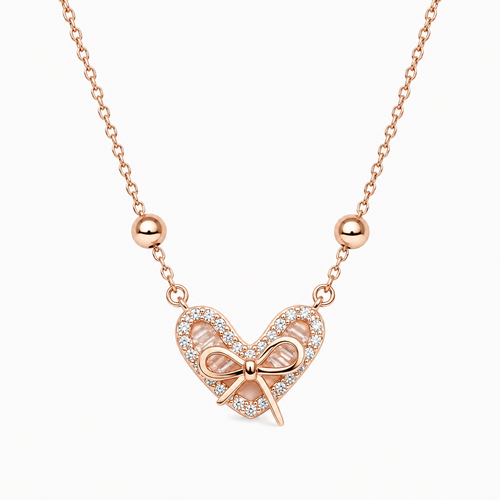 Rose Gold Promise Bow Pendant