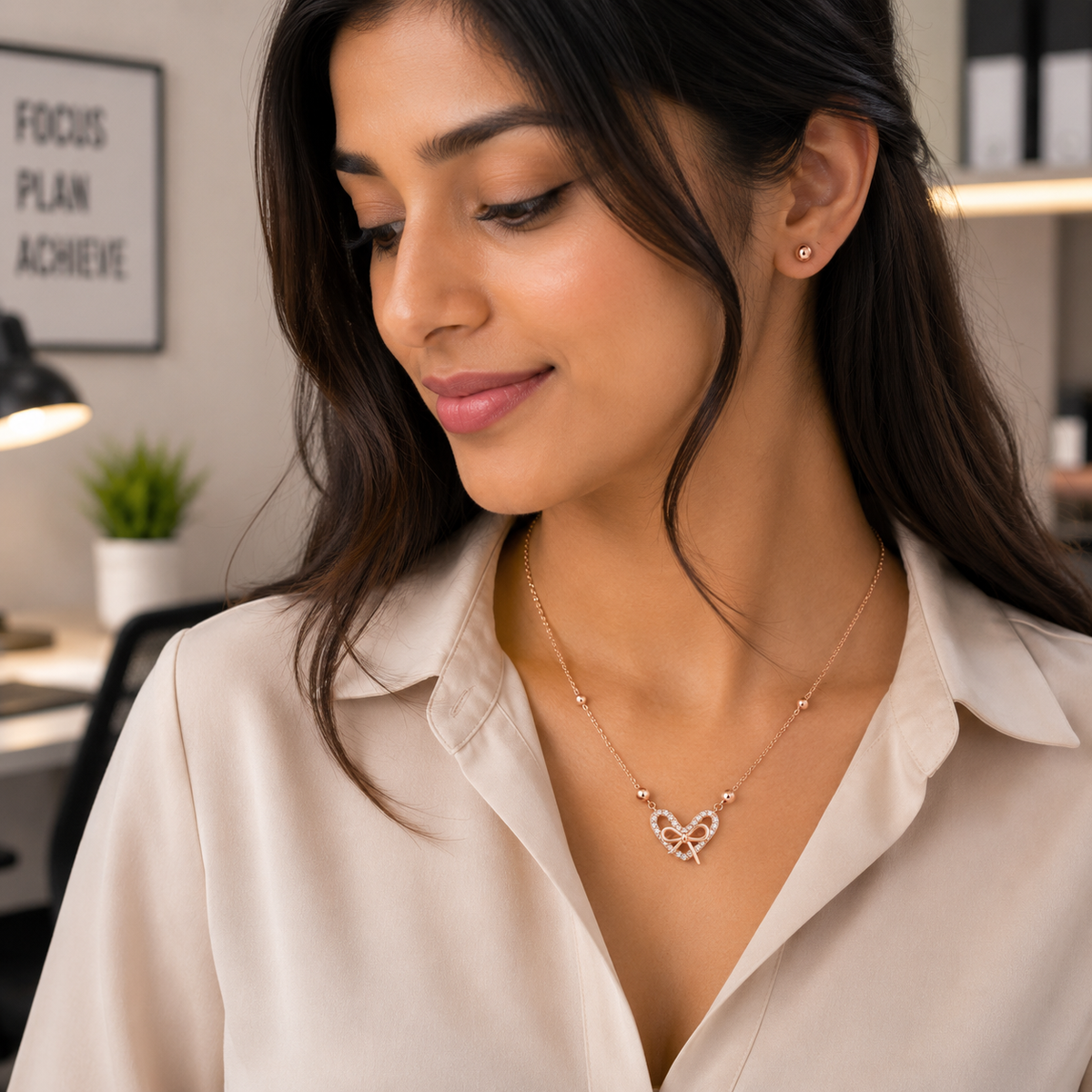 Rose Gold Promise Bow Pendant