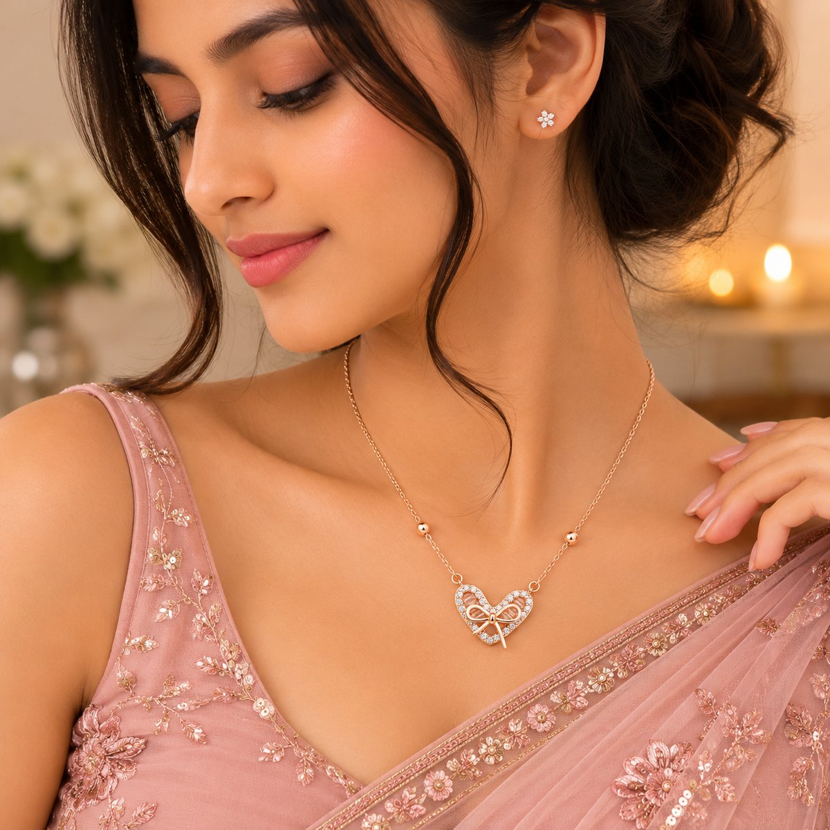 Rose Gold Promise Bow Pendant