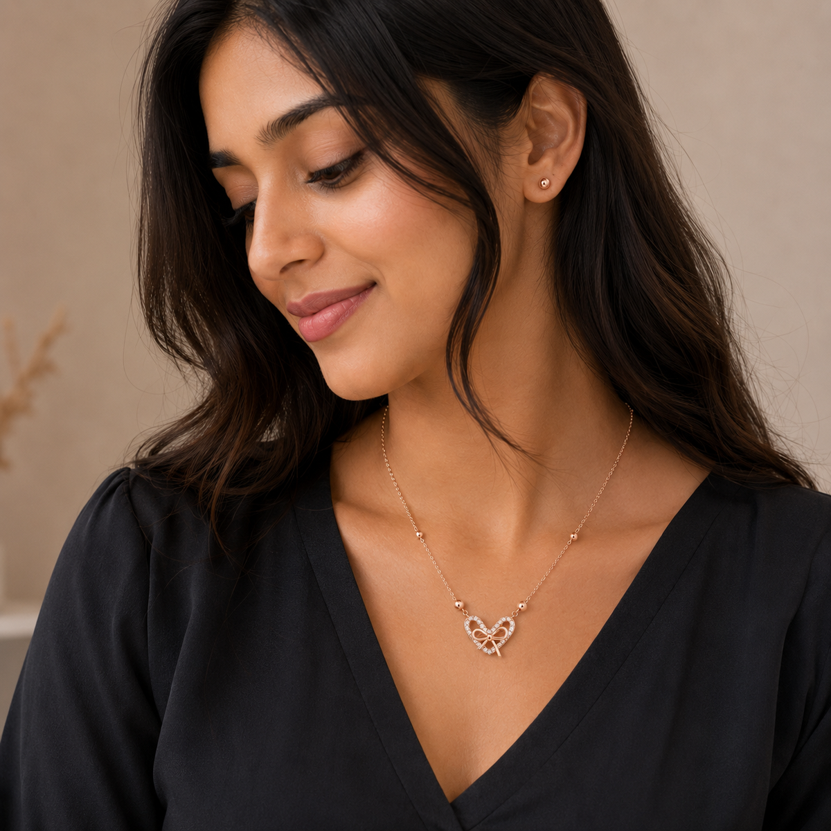 Rose Gold Promise Bow Pendant