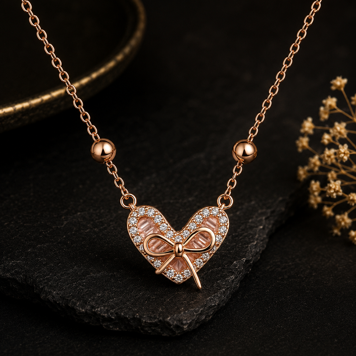 Rose Gold Promise Bow Pendant