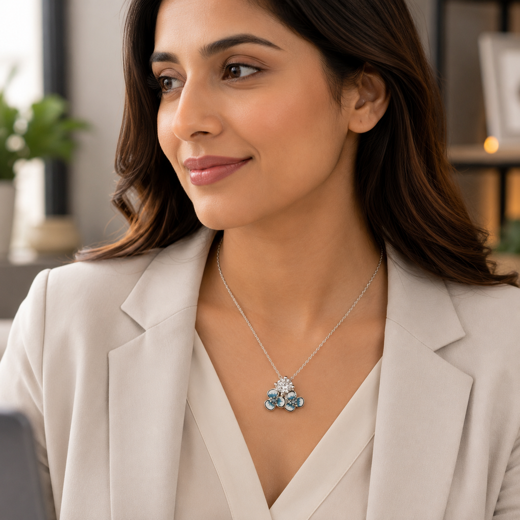 Silver Azure Bloom Pendant