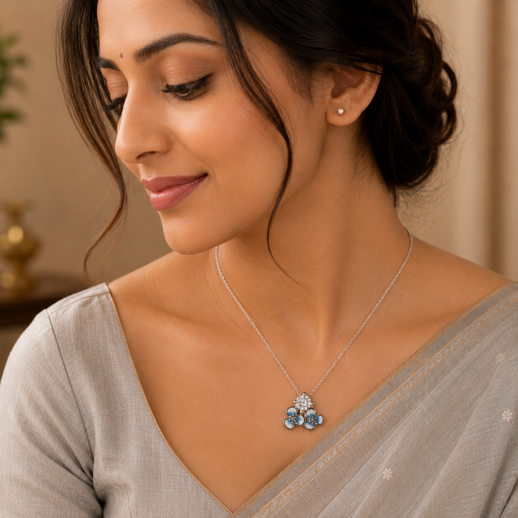 Silver Azure Bloom Pendant
