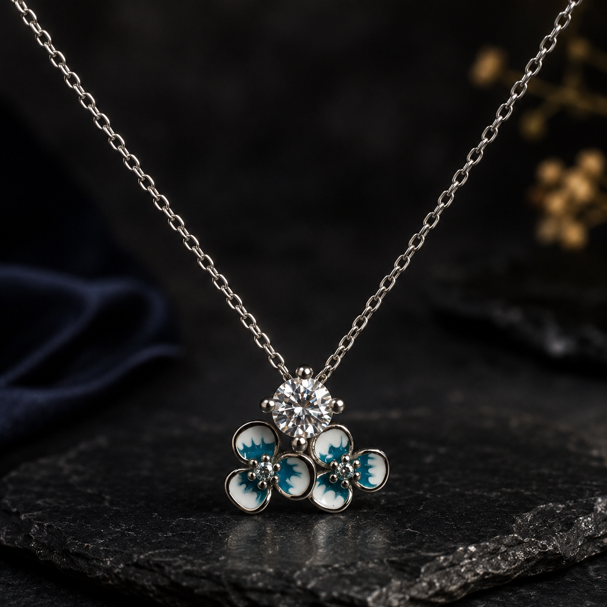 Silver Azure Bloom Pendant