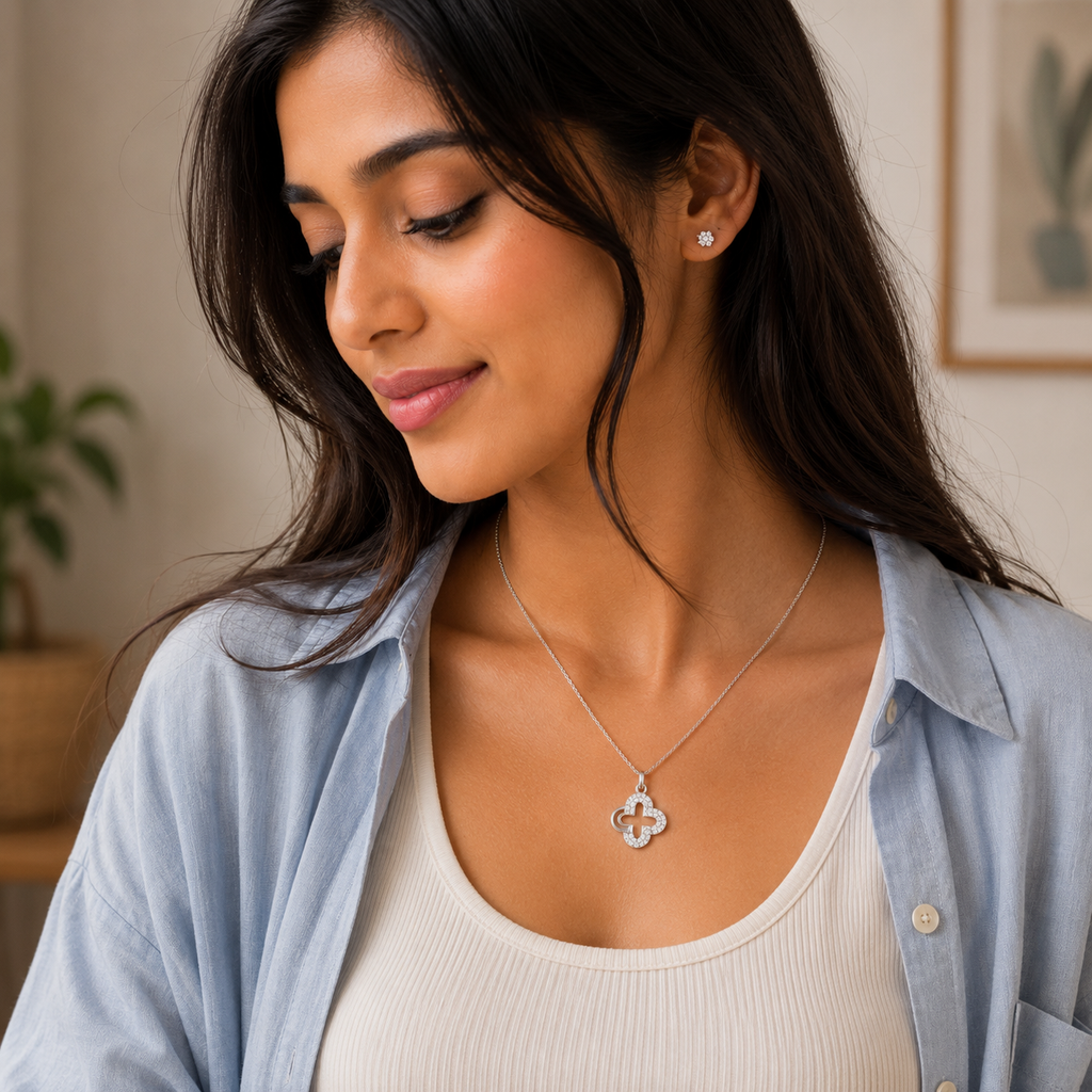 Silver Clover Luxe Pendant Necklace